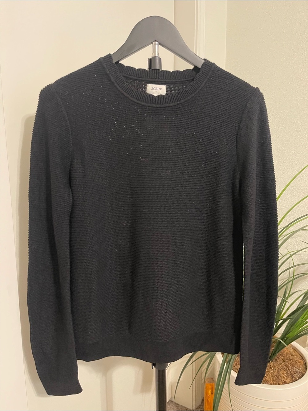 J. Crew Black Scallop neck Sweater